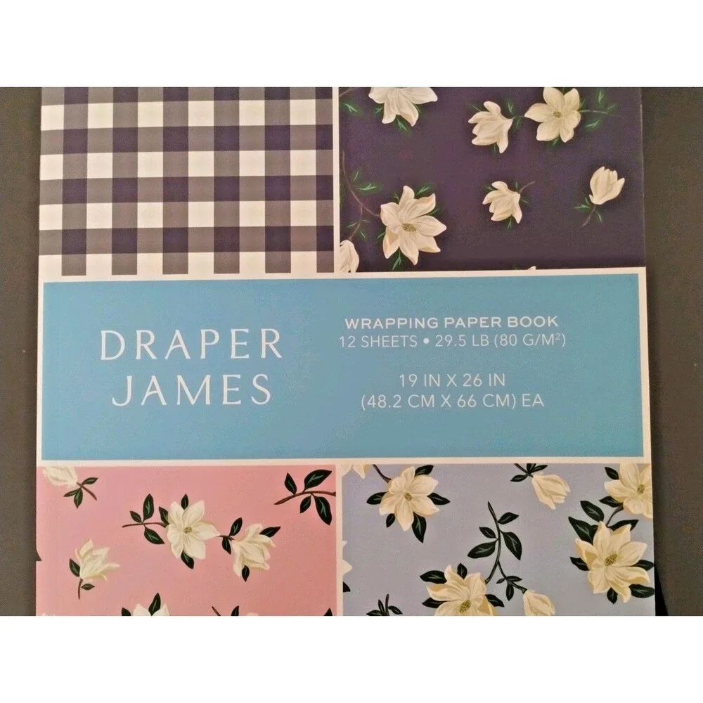 Draper James Wrapping Paper Book Floral Plaid 12 sheets 19